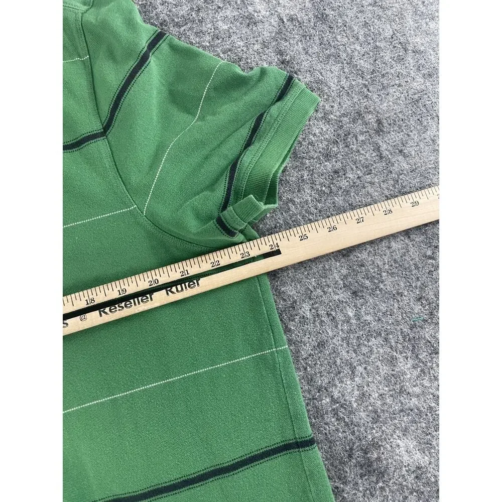 Banana Republic Polo Shirt Mens Extra Large Striped Green Logo Short Sleeve N248